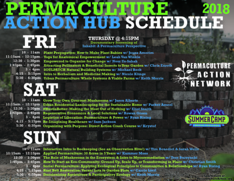 Summer Camp Action Hub Schedule 2018